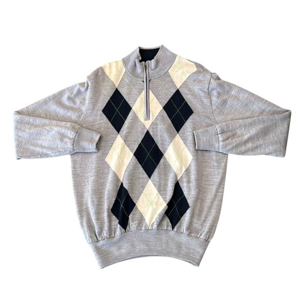 FootJoy Men's Lined Wool Half Zip Sweater Light Gray Size L - Picture 1 of 14